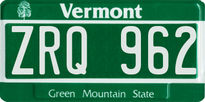 VT license plate ZRQ962