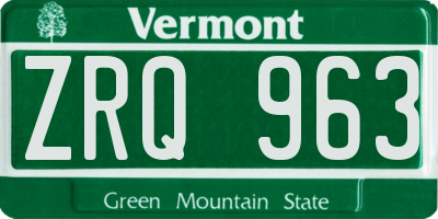 VT license plate ZRQ963