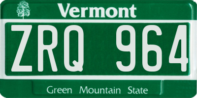 VT license plate ZRQ964