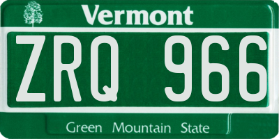 VT license plate ZRQ966