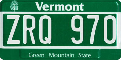 VT license plate ZRQ970