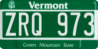 VT license plate ZRQ973