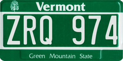 VT license plate ZRQ974