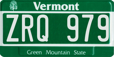 VT license plate ZRQ979