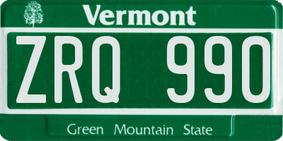 VT license plate ZRQ990