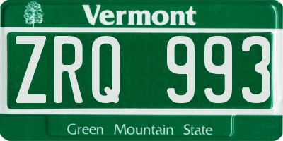 VT license plate ZRQ993