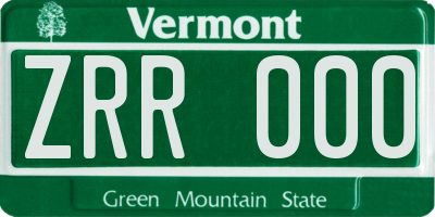 VT license plate ZRR000