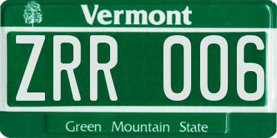 VT license plate ZRR006