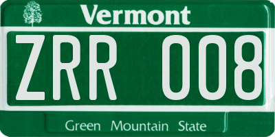 VT license plate ZRR008