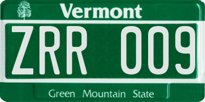 VT license plate ZRR009