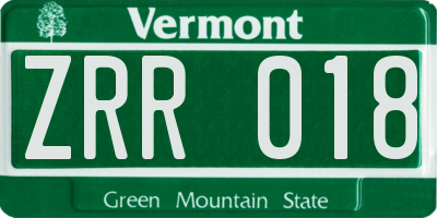VT license plate ZRR018