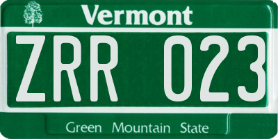 VT license plate ZRR023