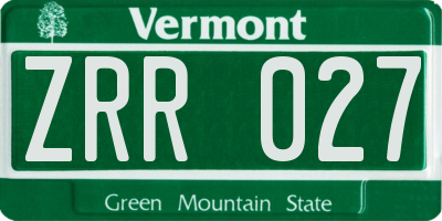 VT license plate ZRR027