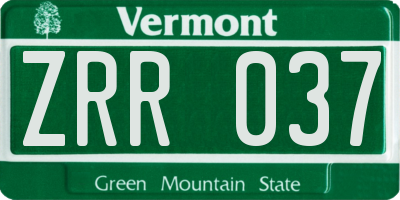 VT license plate ZRR037