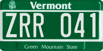 VT license plate ZRR041