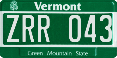VT license plate ZRR043