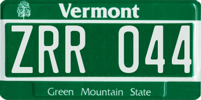 VT license plate ZRR044