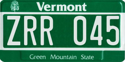 VT license plate ZRR045