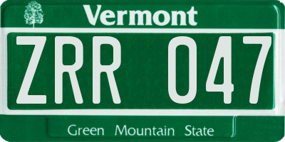 VT license plate ZRR047