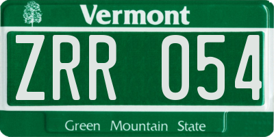 VT license plate ZRR054