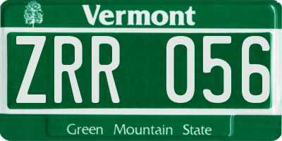 VT license plate ZRR056