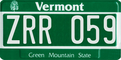 VT license plate ZRR059