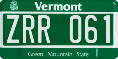 VT license plate ZRR061