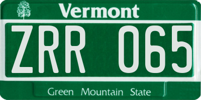 VT license plate ZRR065