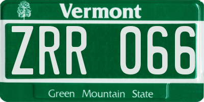 VT license plate ZRR066