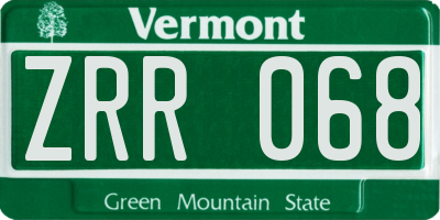 VT license plate ZRR068