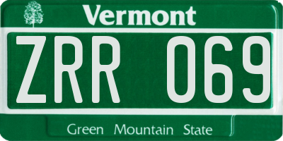 VT license plate ZRR069