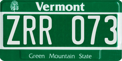 VT license plate ZRR073