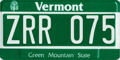 VT license plate ZRR075