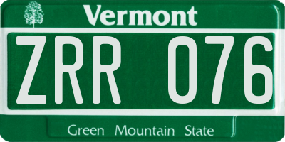 VT license plate ZRR076