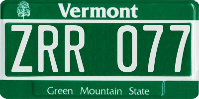 VT license plate ZRR077