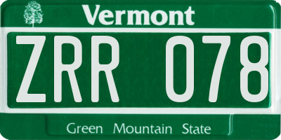 VT license plate ZRR078