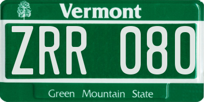 VT license plate ZRR080