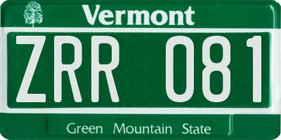 VT license plate ZRR081