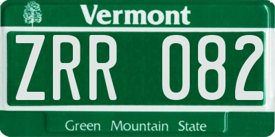 VT license plate ZRR082