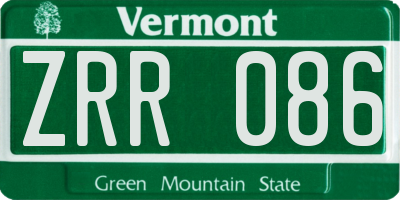 VT license plate ZRR086