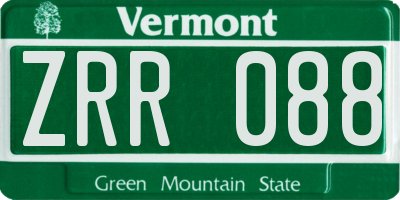 VT license plate ZRR088