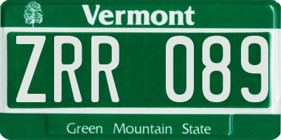 VT license plate ZRR089