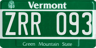VT license plate ZRR093