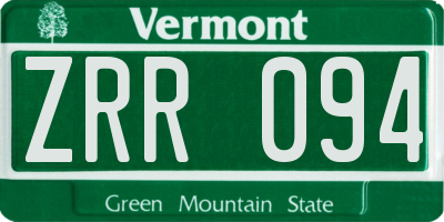 VT license plate ZRR094