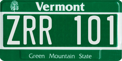 VT license plate ZRR101