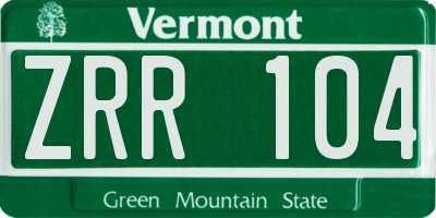 VT license plate ZRR104