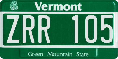 VT license plate ZRR105
