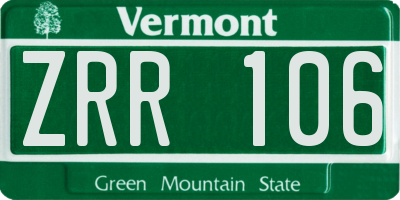 VT license plate ZRR106