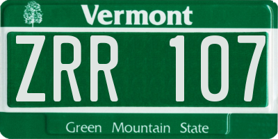 VT license plate ZRR107