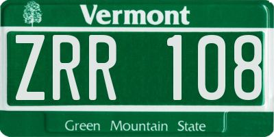 VT license plate ZRR108